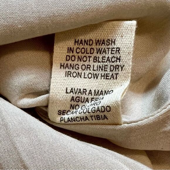 ILLA ILLA Polka Dot Button Down Mini Dress Lined Adjustable Cream Brown Small - Picture 6 of 6